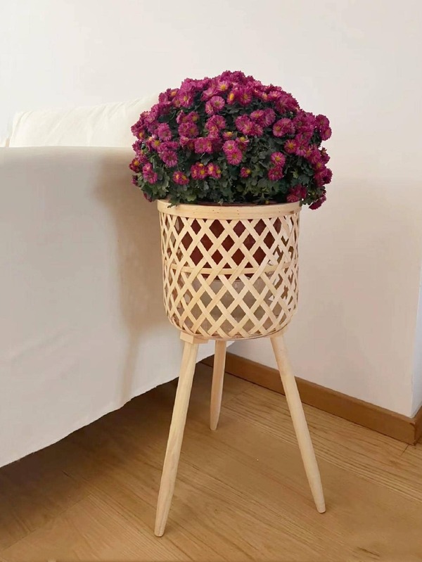 1pc Bamboo Flower Basket, Minimalist Woven Flower Basket For Home Decor