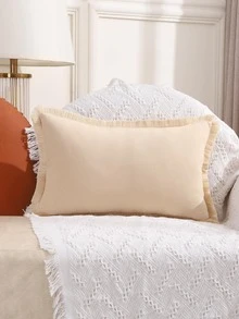 1 Đồng Màu Đệm Mà Không Cần Chất Độn, Tối Giản Vải Tua Rua Viền Trang Trí Ném Gối Cho Phòng Khách, trang Trí Nhà Cửa - Màu be - Xem 7