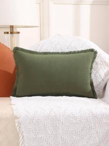 1 pièce unicolore Housse de coussin sans minimaliste en canevas à franges Taie d'oreiller décorative pour domicile