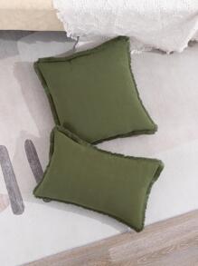 1 pièce unicolore Housse de coussin sans minimaliste en canevas à franges Taie d'oreiller décorative pour domicile