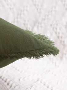 1 pièce unicolore Housse de coussin sans minimaliste en canevas à franges Taie d'oreiller décorative pour domicile