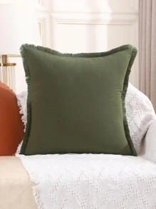 1 pièce unicolore Housse de coussin sans minimaliste en canevas à franges Taie d'oreiller décorative pour domicile