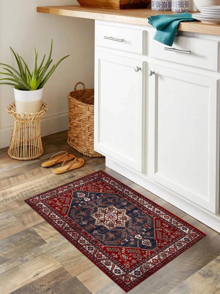 1入組幾何圖案地毯，波西米亞風格聚酯纖維地毯，適用於家居、房間裝飾 - 彩色 - 查看 4