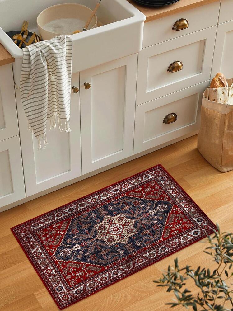 1入組幾何圖案地毯，波西米亞風格聚酯纖維地毯，適用於家居、房間裝飾 - 彩色 - 查看 5