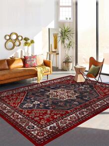 1入組幾何圖案地毯，波西米亞風格聚酯纖維地毯，適用於家居、房間裝飾 - 彩色 - 查看 2