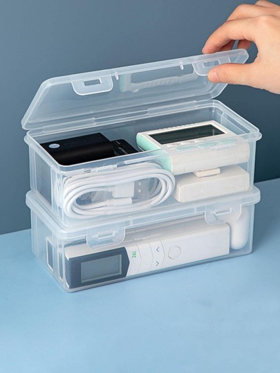 1 peça Caixa de armazenamento de secretária transparente