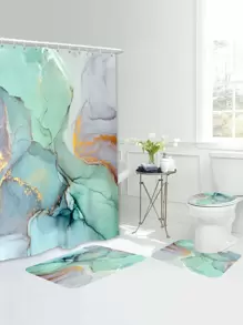 1 Đá Cẩm Thạch In Thảm Tắm Hoặc 1 Màn Tắm, Polyester Hiện Đại Màn Tắm Hoặc Thảm Nhà Tắm Cho Phòng Tắm - Nhiều màu - Xem 1