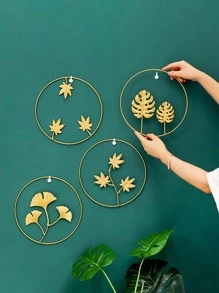 Bộ Trang Trí Tường Phong Cách Ins Sang Trọng, Treo Tường Bằng Kim Loại Làm Nền Phòng Ngủ Phòng Khách, Chất Liệu Sắt - Màu vàng - Xem 2