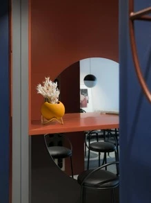 1pc Plain Flower Vase With Iron Base - Blue - View 5