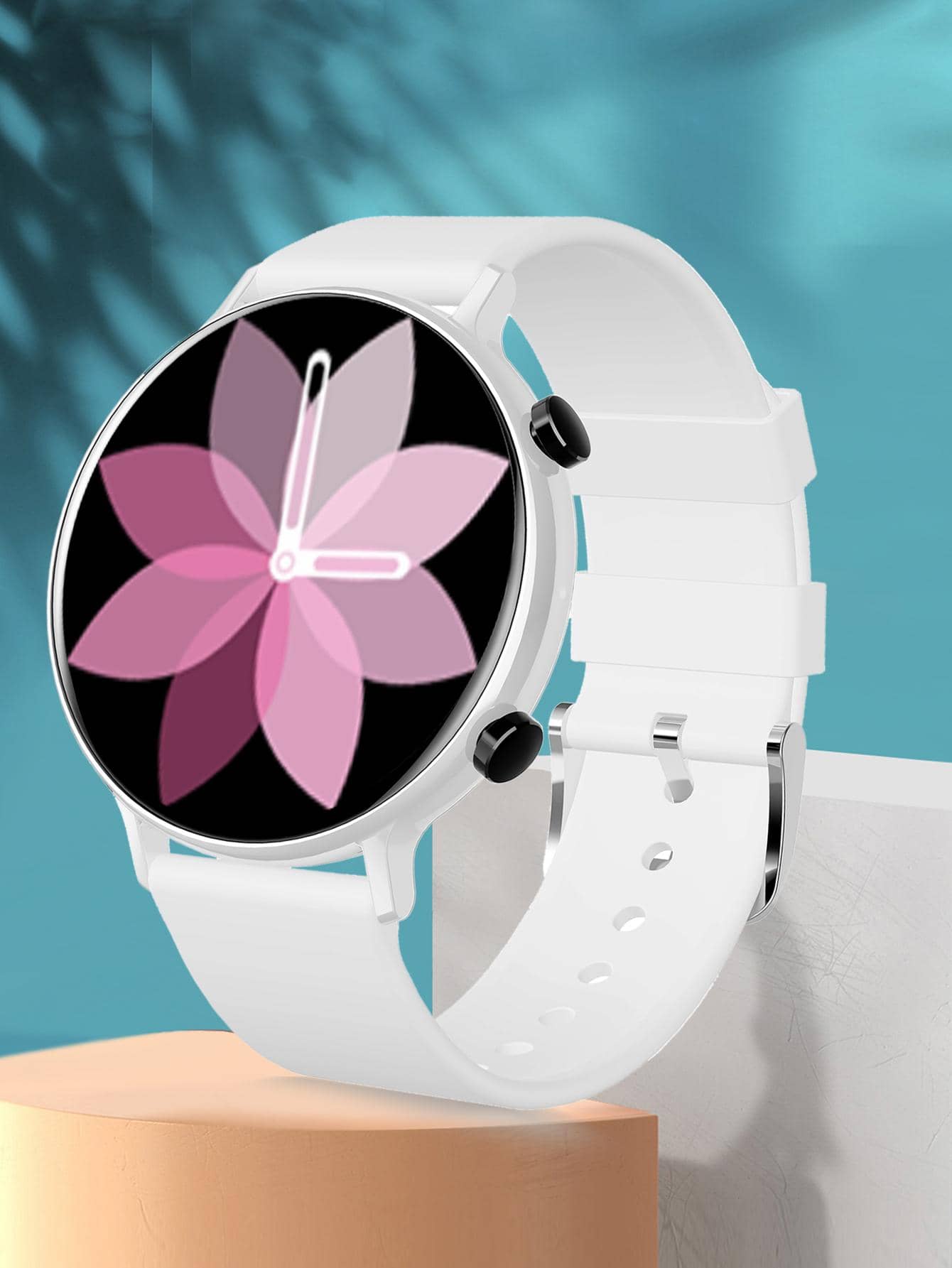 Round Smart Watch - White - View 1