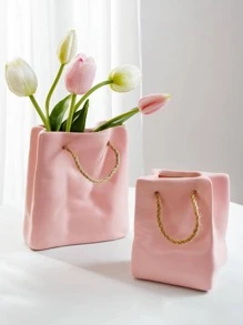 1 ABS材質現代創意設計手提包造型花瓶，多種純色可供選擇，適合客廳、書房、餐廳、婚禮、派對等家居裝飾 - 粉色 - 查看 1