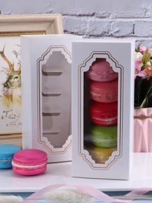 1pc 4 Grids Macaron Packaging Box, Clear Paper Cake Box For Baking