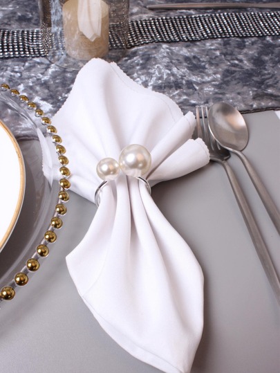 1-50 pièces Anneaux de serviette en perles grands et petits pour décoration de table d'hôtel et de restaurant haut de gamme, convenant pour mariage et décoration de table de fête