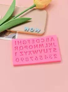 Molde de silicona con números y letras para manualidades, herramientas de decoración, molde de arcilla - Rosa - Ver 4