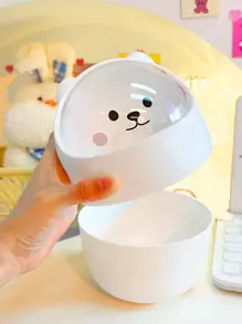 1 Hộp Nhựa Bảo Quản, Thiết Kế Hoạt Hình Chống Bụi Để Bàn Hộp Bảo Quản Cho Gia Đình - trắng - Xem 10