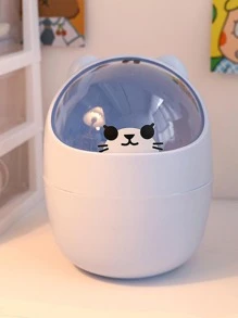 1入組塑膠收納卡通設計防塵桌面收納盒 - 藍色 - 查看 10