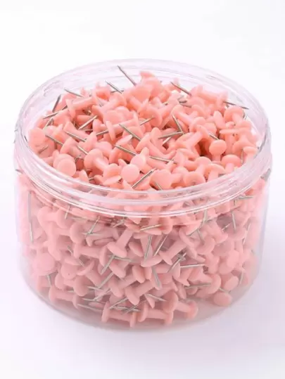 1box Solid Color Pushpin, Simple Multi-Purpose Pushpin For School, Office Back To School