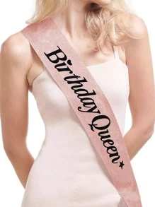 1pc Star & Slogan Graphic Sash, Creative Polyester Ceremonial Shoulder Strap For Party,Christmas - Rose Gold - View 2