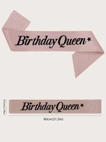 1pc Star & Slogan Graphic Sash, Creative Polyester Ceremonial Shoulder Strap For Party,Christmas - Rose Gold - View 3