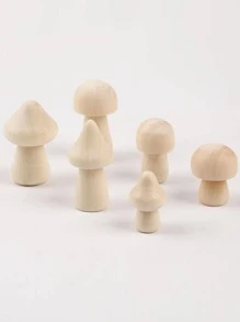 6入組素色木蘑菇創意多用途木蘑菇用於繪畫、裝飾、工藝 - 白色 - 查看 1
