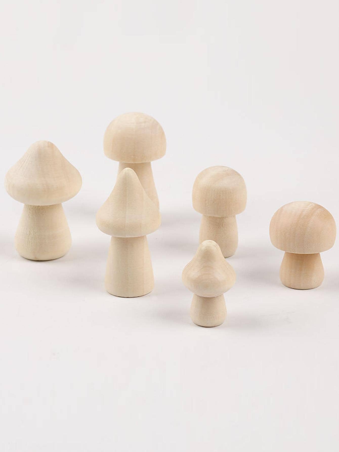 6入組素色木蘑菇創意多用途木蘑菇用於繪畫、裝飾、工藝 - 白色 - 查看 1