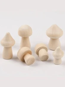 6入組素色木蘑菇創意多用途木蘑菇用於繪畫、裝飾、工藝 - 白色 - 查看 2