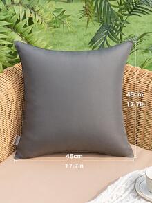 1pc Solid Outdoor Cushion Cover Without Filler, Minimalist Fabric Waterproof Decorative Throw Pillow Case For Home
