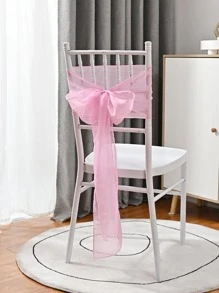 1pc Pink Chair Sash, Polyester Chair Back Decoration For Wedding - Pink - View 1
