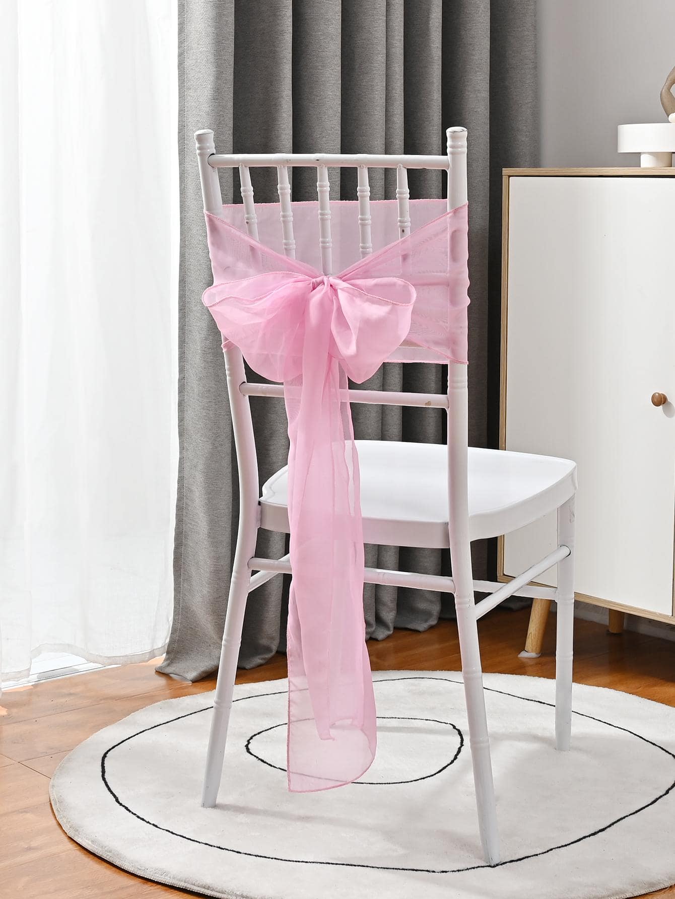 1pc Pink Chair Sash, Polyester Chair Back Decoration For Wedding - Pink - View 1
