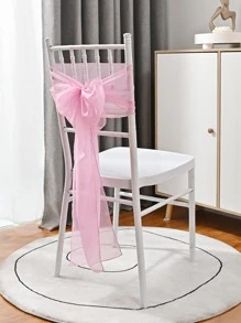 1pc Pink Chair Sash, Polyester Chair Back Decoration For Wedding - Pink - View 3