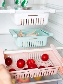 1 Hộp PP Tủ Lạnh Bảo Quản, Tối Giản Đồng Bằng Giỏ Đựng Đồ Tủ Lạnh Cho Nhà Bếp - Hồng - Xem 1