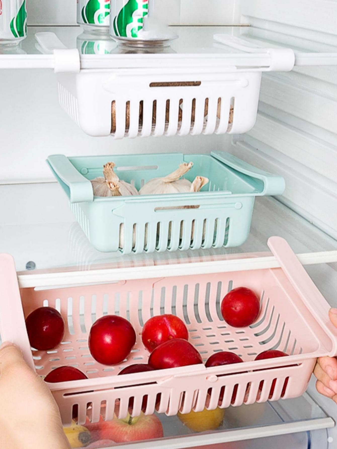 1 Hộp PP Tủ Lạnh Bảo Quản, Tối Giản Đồng Bằng Giỏ Đựng Đồ Tủ Lạnh Cho Nhà Bếp - Hồng - Xem 1