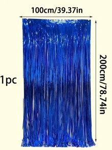 Bộ rèm che mưa bằng lụa đen, phông nền tiệc - Xanh đậm - Xem 3