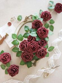 3pcs PE Artificial Flower, Modern Artificial Flower For Home - Burgundy - View 3