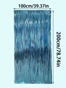 Juego de cortinas azul claro con rayas rectas y gotas de lluvia, ideal como telón de fondo de fiesta - Celeste - Ver 4