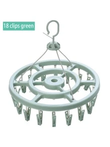 1pc Plastic Drying Rack With Clothespin, Minimalist Plain Clothes Drying Rack With Clothespin For Outdoor - Green - View 2