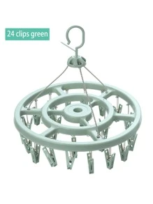 1pc Plastic Drying Rack With Clothespin, Minimalist Plain Clothes Drying Rack With Clothespin For Outdoor - Green - View 1