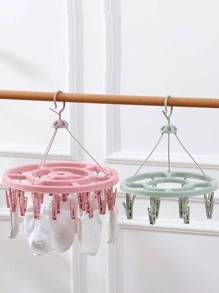 1pc Plastic Drying Rack With Clothespin, Minimalist Plain Clothes Drying Rack With Clothespin For Outdoor - Green - View 5