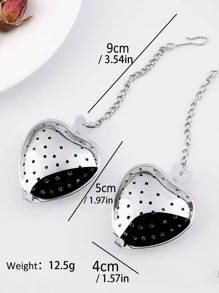 1 pieza Filtro de té creativo de acero inoxidable en forma de corazón - Plateado - Ver 3