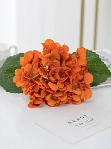 1朵人造绣球花束 DIY 生日派对装饰，婚礼花篮，新娘手捧花，家庭装饰，餐厅，卧室，窗台装饰，花瓶装饰，情人节，新年装饰，户外花园开放季节 - 亮橙色 - 查看 5