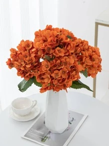 1朵人造绣球花束 DIY 生日派对装饰，婚礼花篮，新娘手捧花，家庭装饰，餐厅，卧室，窗台装饰，花瓶装饰，情人节，新年装饰，户外花园开放季节 - 亮橙色 - 查看 1