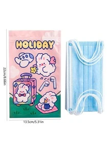 4pcs Cartoon Graphic Random Face Cover Storage Bag - Multicolor - View 3