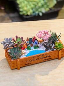 1入組字母圖案花盆 - 黃色 - 查看 6