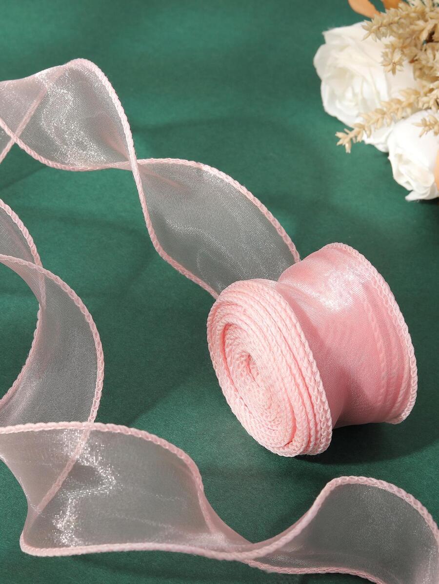 1 Set (9m) Floral Bow Gift Ribbon, Party Decoration Colorful Strings - Pink - View 1