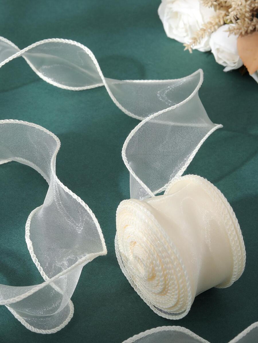 1 Set (9m) Floral Bow Gift Ribbon, Party Decoration Colorful Strings - Beige - View 1