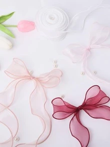 1 Set (9m) Floral Bow Gift Ribbon, Party Decoration Colorful Strings - Pink - View 7
