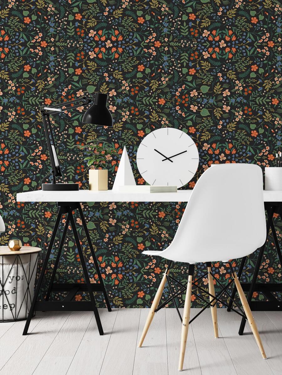 SUPSTICKER 1pc PVC Wall Adhesive Roll, Flower Pattern Waterproof Wall Paper For Home - Multicolor - View 1