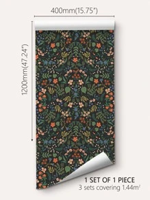 SUPSTICKER 1pc PVC Wall Adhesive Roll, Flower Pattern Waterproof Wall Paper For Home - Multicolor - View 8
