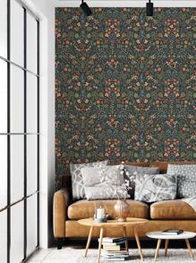 SUPSTICKER 1pc PVC Wall Adhesive Roll, Flower Pattern Waterproof Wall Paper For Home - Multicolor - View 5