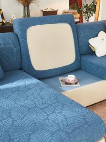 1入組素色提花葉子圖案沙發座套客廳簡約滌綸沙發靠墊套 - 淺藍色 - 查看 2
